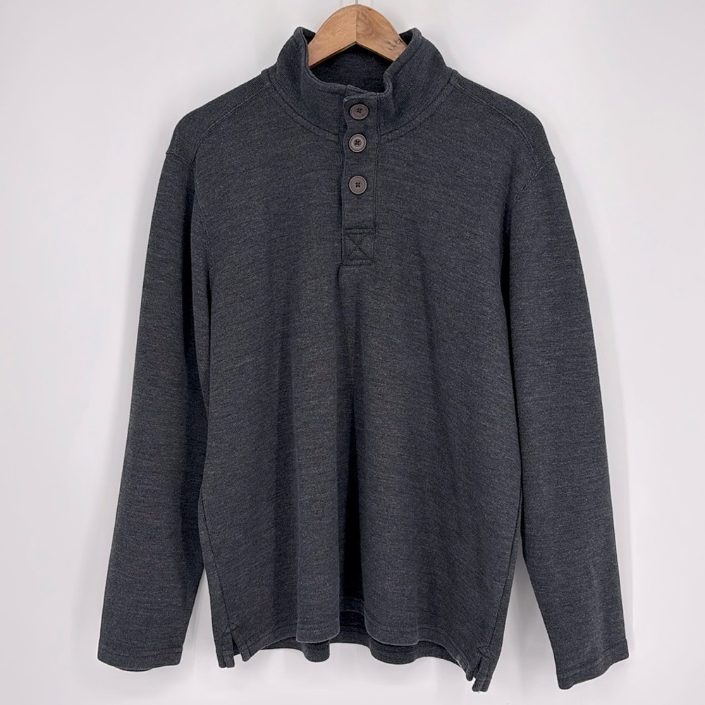 Eddie Bauer Henley Pullover Sweatshirt Men’s Size Large in Dark Charcoal Gray